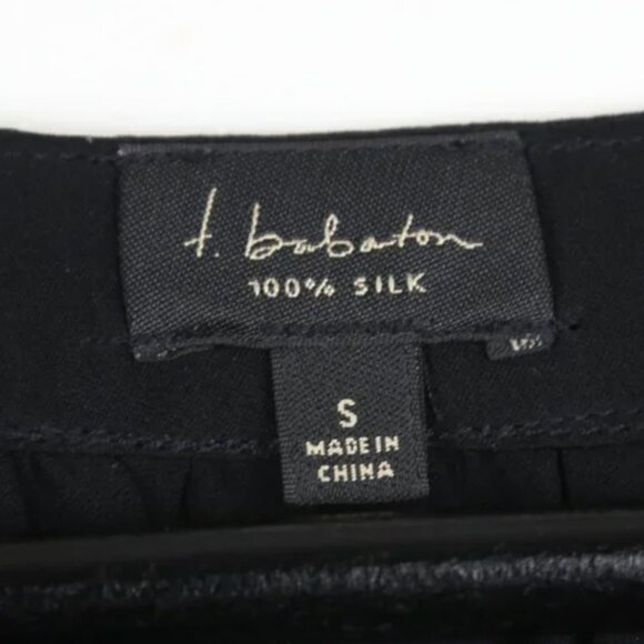 Aritzia T.Babaton 100% Silk Bergen Button Down Long Sleeve Black Blouse - Picture 3 of 6